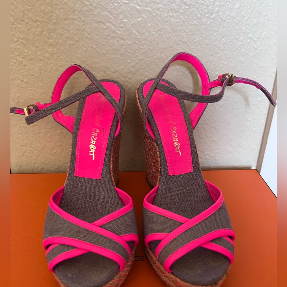 Like New Jean-Michel Cazabat Linen platform wedges. Size 37. 7” Heel. Worn twice